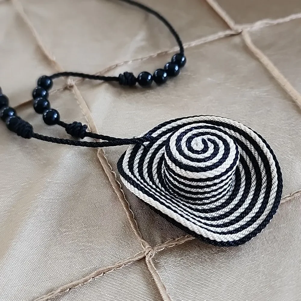 Striped Sun Hat Beaded Cord Necklace Fun Novelty Beach Pool